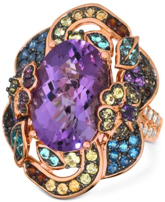 Le Vian - Multi-Gemstone (7-7/8 ct. t.w.) & Nude Diamond (3/8 ct. t.w.) Statement Ring in 14k Rose Gold