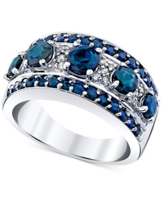 Macy's - Sapphire (2-5/8 ct. t.w.) & Diamond (1/6 ct. t.w.) Ring in 14k White Gold