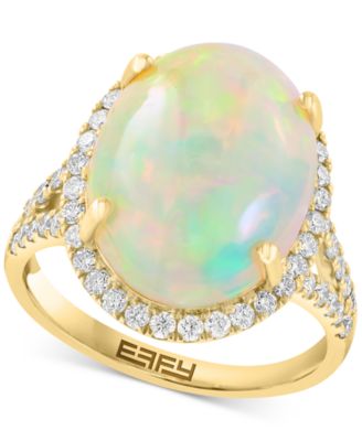 EFFY Collection - Ethiopian Opal (5-1/3 ct. t.w.) & Diamond (5/8 ct. t.w.) Ring in 14k Yellow Gold