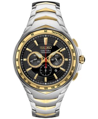 Seiko - Men's Chronograph Coutura Solar Two Tone Stainless Steel Bracelet Watch 46mm