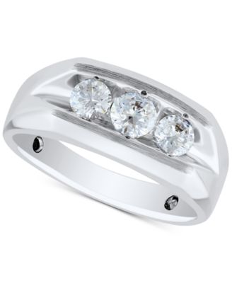 Grown With Love - Men's Lab Grown Diamond Three Stone Ring (1 ct. t.w.) in 10k Gold