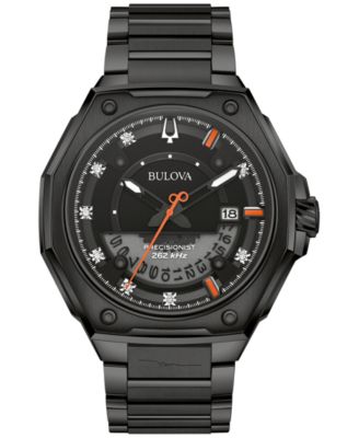 Bulova - Men's Precisionist Diamond (1/20 ct. t.w.) Black-Tone Stainless Steel Bracelet Watch 43mm