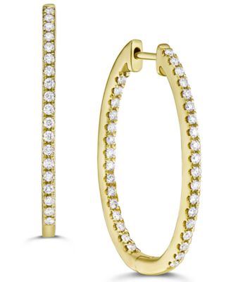 Macy's - Diamond In & Out Medium Hoop Earrings (5/8 ct. t.w.)