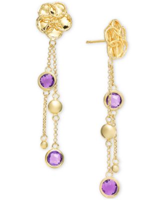 Macy's - Swiss Blue Topaz Flower Dangle Drop Earrings (4 ct. t.w.) in 14k Gold-Plated Sterling Silver (Also in Citrine & Amethyst)