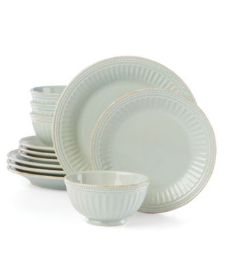 Lenox - French Perle Groove Ice Blue 12-Piece Dinnerware Set