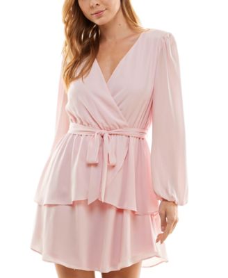 City Studios - Juniors' Surplice-Neck Fit & Flare Dress