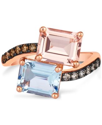 Le Vian - Multi-Gemstone (3-5/8 ct. t.w.) & Diamond (1/5 ct. t.w.) Bypass Ring in 14k Rose Gold
