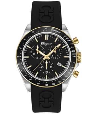 Ferragamo - Men's Swiss Chronograph Urban Black Silicone Strap Watch 43mm