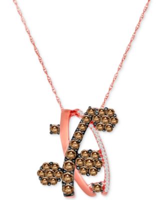Le Vian - Chocolate Diamond & Vanilla Diamond Abstract Cluster 18" Pendant Necklace (1-1/2 ct. t.w.) in 14k Rose Gold