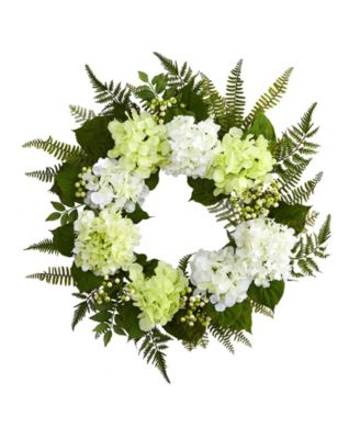 Nearly Natural - 24” Light Green & White Hydrangea Berry Wreath