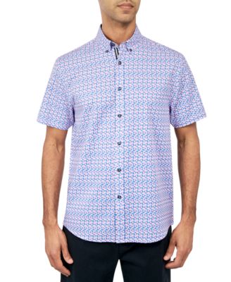 Society of Threads - Men's Regular Fit Non-Iron Performance Stretch Micro Flower Print Button-Down Shirt