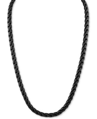 Bulova - Men's Link Chain 24" Necklace in Black-Plated Stainless Steel