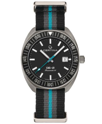 Certina - Men's Swiss Automatic DS-2 Striped Synthetic Strap Watch 41mm