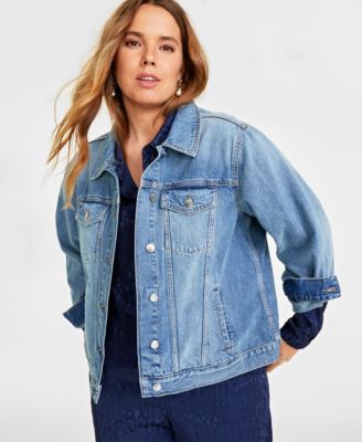 On 34th - Trendy Plus Size Light-Wash Denim Trucker Jacket