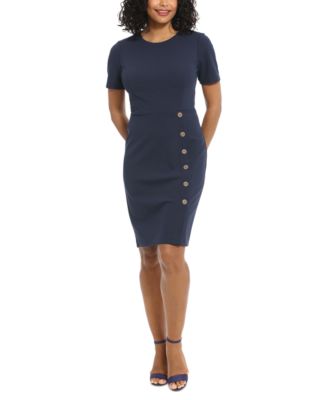 London Times - Women's Button-Trim Sheath Dress