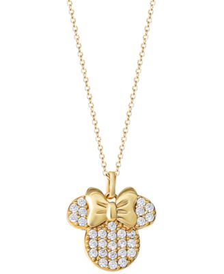 Disney - Cubic Zirconia Minnie Mouse 18" Pendant Necklace in 18k Gold-Plated Sterling Silver