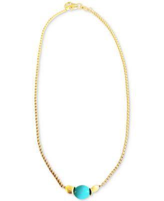 MINU Jewels - Gold-Tone Turquoise Box Chain Collar Necklace, 16" + 2" extender