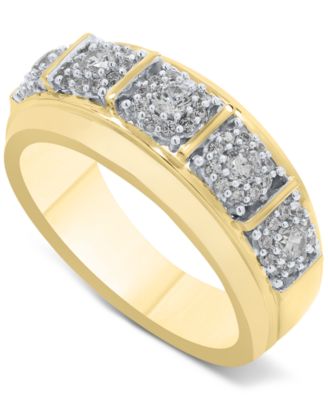 Macy's - Men's Diamond Multi Halo Cluster Ring (3/4 ct. t.w.) in 10k Gold