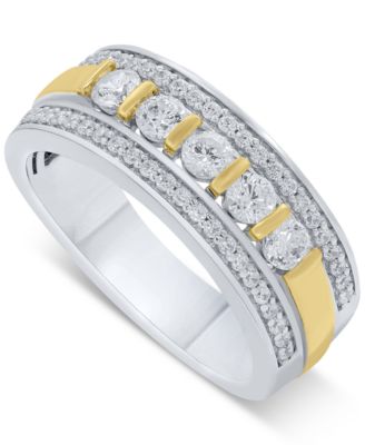 Macy's - Men's Diamond Openwork Band (1 ct. t.w.) in 10k Two-Tone Gold