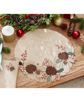 Elrene - Berry Pinecone Cutwork Placemat, 15" Round