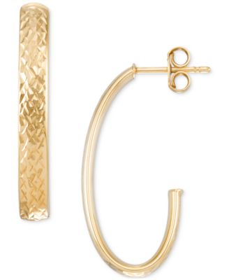 Macy's - Textured J-Hoop Earrings in 14k Gold