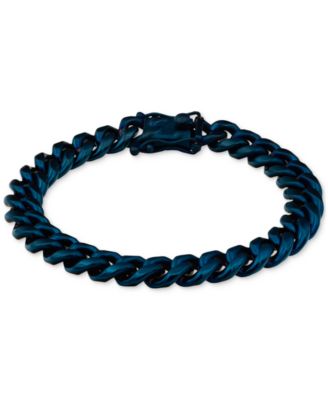 Blackjack - Men's Miami Cuban Link Chain Bracelet in Blue Ion-Plated Stainless Steel