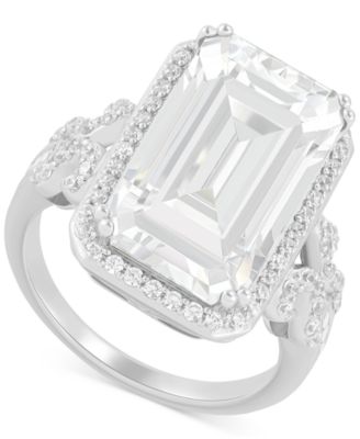 Arabella - Cubic Zirconia Halo Statement Ring in Sterling Silver