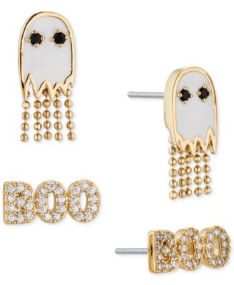 AJOA - 18k Gold-Plated 2-Pc. Set Pav&eacute; Ghost & Boo Stud Earrings
