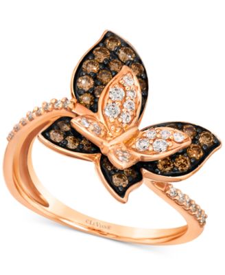 Le Vian - Chocolate Diamond & Nude Diamond Double Butterfly Statement Ring (7/8 ct. t.w.) in 14k Rose Gold