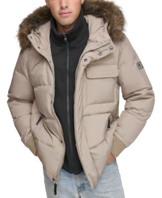 Marc New York - Men's Nisko Short Channel Quilted Puffer Jacket with Faux Fur Hood