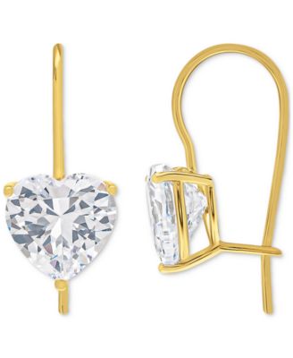 Macy's - Lab-Grown White Sapphire Heart Drop Earrings (6-1/5 ct. t.w.) in 14k Gold-Plated Sterling Silver