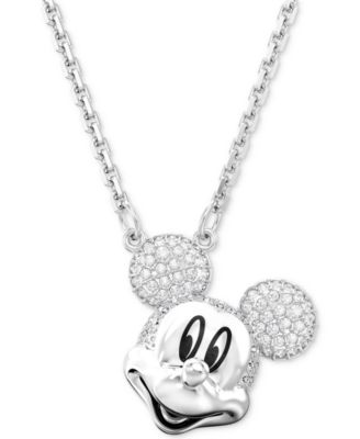 Swarovski - Disney Mickey Mouse Silver-Tone Crystal Pendant Necklace, 19-1/4"