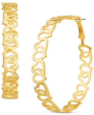 kensie - Gold-Tone Large Heart Cutout Hoop Earrings, 2.28"