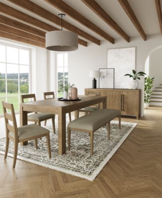 Furniture - Davie Rectangle Dining 6pc Set (Table + 4 Ladder Back Side Chair + Bench)