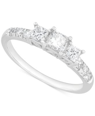 Macy's - Diamond Princess Trio Engagement Ring (1 ct. t.w.) in 14k White Gold