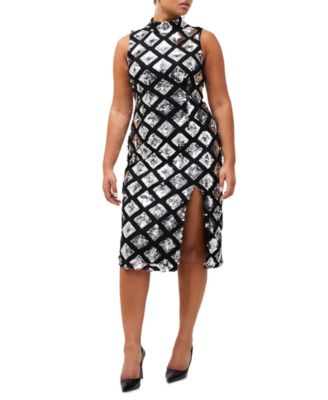 French Connection - Women's Mock-Neck Sequin Midi Dress