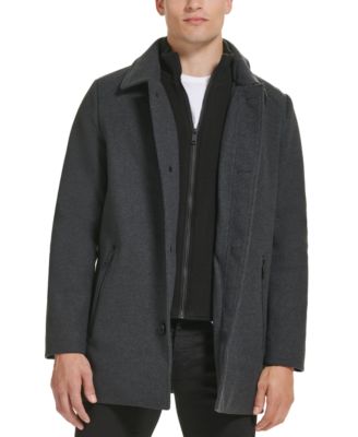 Kenneth Cole - Men's Stand-Collar Zip-Bib Button Car Coat