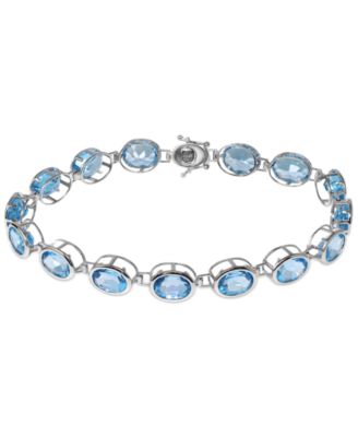 Macy's - Blue Topaz Bubble Link Bracelet (19 ct. t.w.) in 14k White Gold