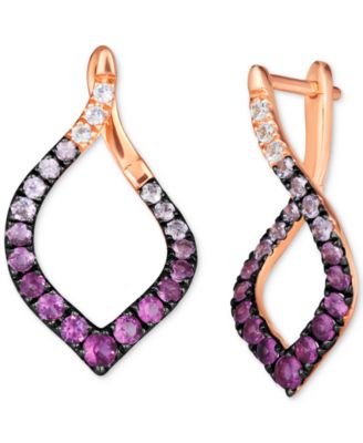 Le Vian - Pink Sapphire Ombr&eacute; (1-1/4 ct. t.w.) & White Sapphire (1/10 ct. t.w.) Spiral Hoop Earrings in 14k Rose Gold