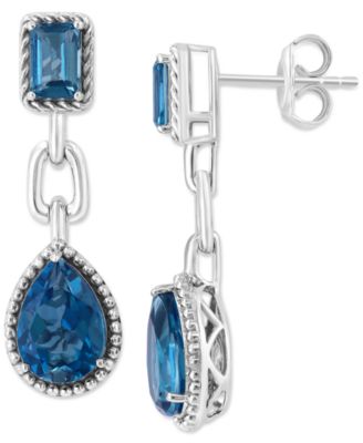 EFFY Collection - London Blue Topaz Double Drop Earring (6-1/4 ct. t.w) in Sterling Silver
