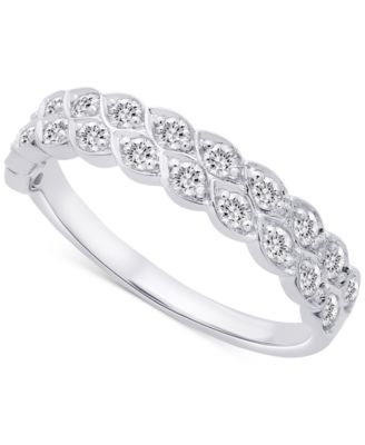Macy's - Diamond Scalloped Edge Double Row Band (1/2 ct. t.w.) in Platinum