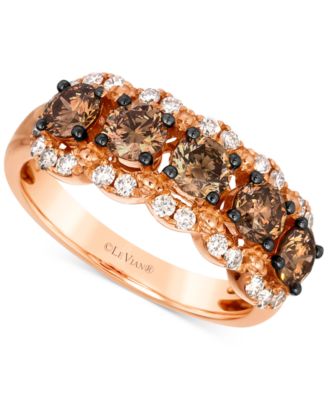 Le Vian - Chocolate Diamond & Nude Diamond Three Row Ring (1-1/2 ct. t.w.) in 14k Rose Gold