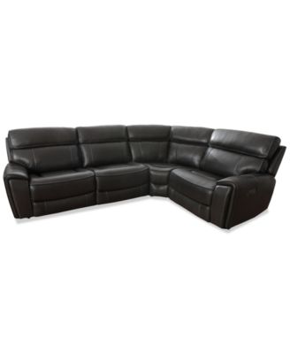 Furniture - 119.5" 4-Pc. Leather Sectional with 2 Power Recliners