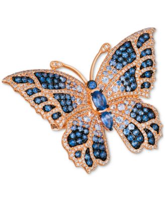 Le Vian - Chocolate & Vanilla Diamonds&reg; (1-1/5 ct. t.w.) & Multi-Gemstone (3-1/3 ct. t.w.) Butterfly Ring in 14k Rose Gold