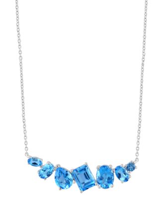 EFFY Collection - Blue Topaz Multi-Cut 18" Collar Necklace (6-1/10 ct. t.w.) in 14k White Gold