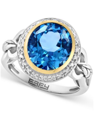 EFFY Collection - Blue Topaz (5-7/8 ct. t.w.) & Diamond (1/10 ct. t.w.) in Sterling Silver & 18k Gold-Plate