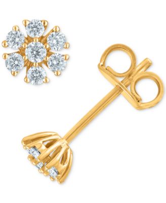 Macy's - Diamond Starburst Cluster Stud Earrings (1/3 ct. t.w.) in 14k Gold