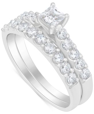 Macy's - Diamond Princess & Round Bridal Set (1 ct. t.w.) in 14k White Gold