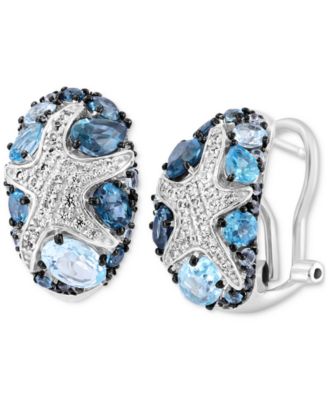 EFFY Collection - Multi-Gemstone Starfish Hoop Earrings (3-3/4 ct. t.w.) in Sterling Silver