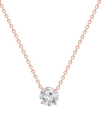Badgley Mischka - Lab Grown Certified Diamond Solitaire Pendant Necklace (1-1/2 ct. t.w.) in 14k Gold, 16" + 2" extender